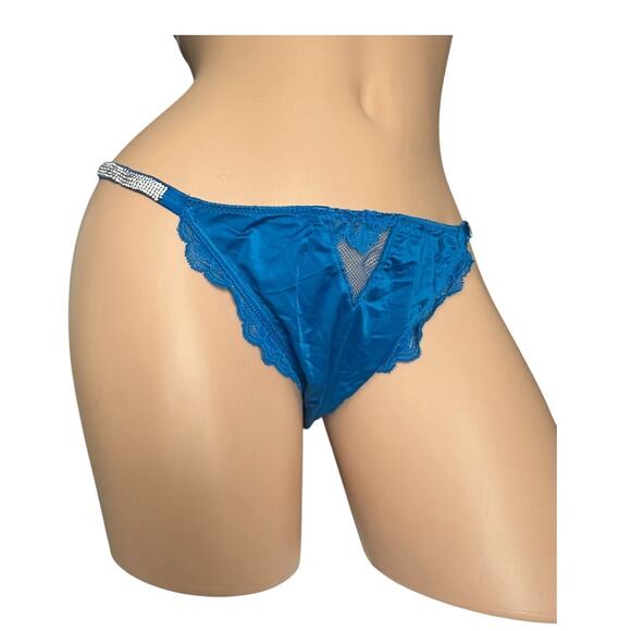 Victoria's Secret Very Sexy Bombshell Shine Cheeky Panty blue lace crystals XL - Picture 10 of 11